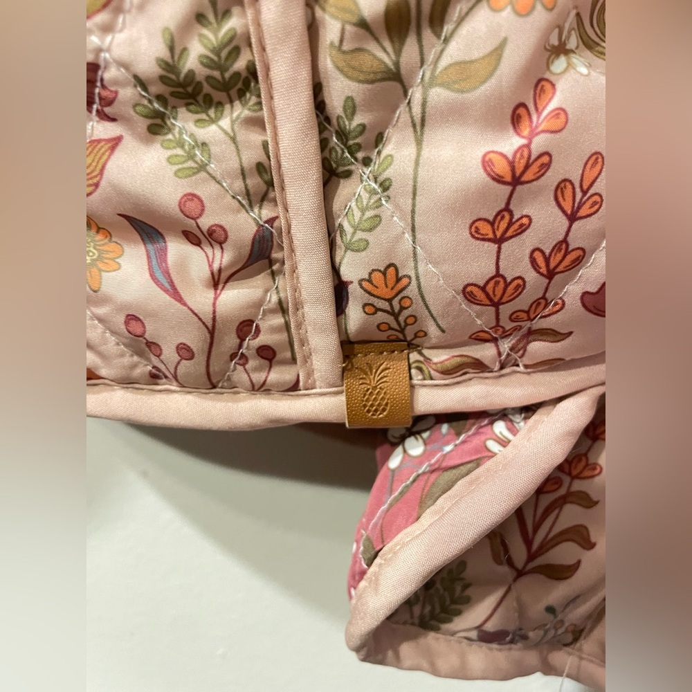 Simply Southern Quilted Floral Jacket Reversible Pink/Tan Sz XL - Picture 10 of 10